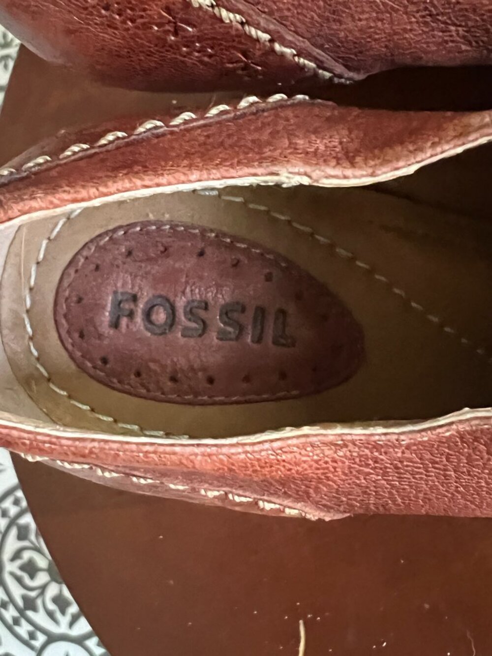 Fossil Tamiko Oxford Heels | Vintage Cognac Leather Lace-Up Pumps | Size 6.5 - Picture 10 of 10